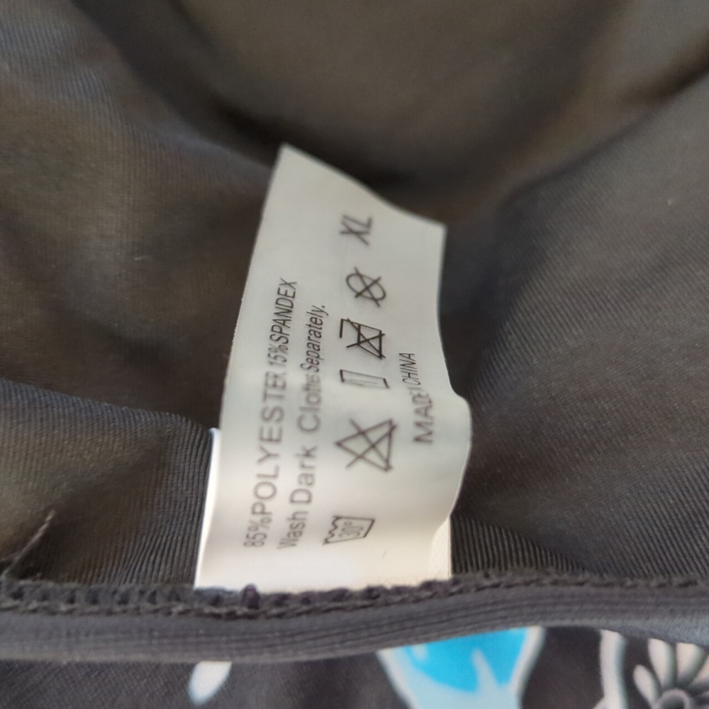 Yonique Tummy Control High Neck Tankini High Waisted Black Floral Swimsuit XL - Picture 12 of 14